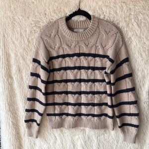 LC Lauren Conrad Beige and Navy Striped Sweater